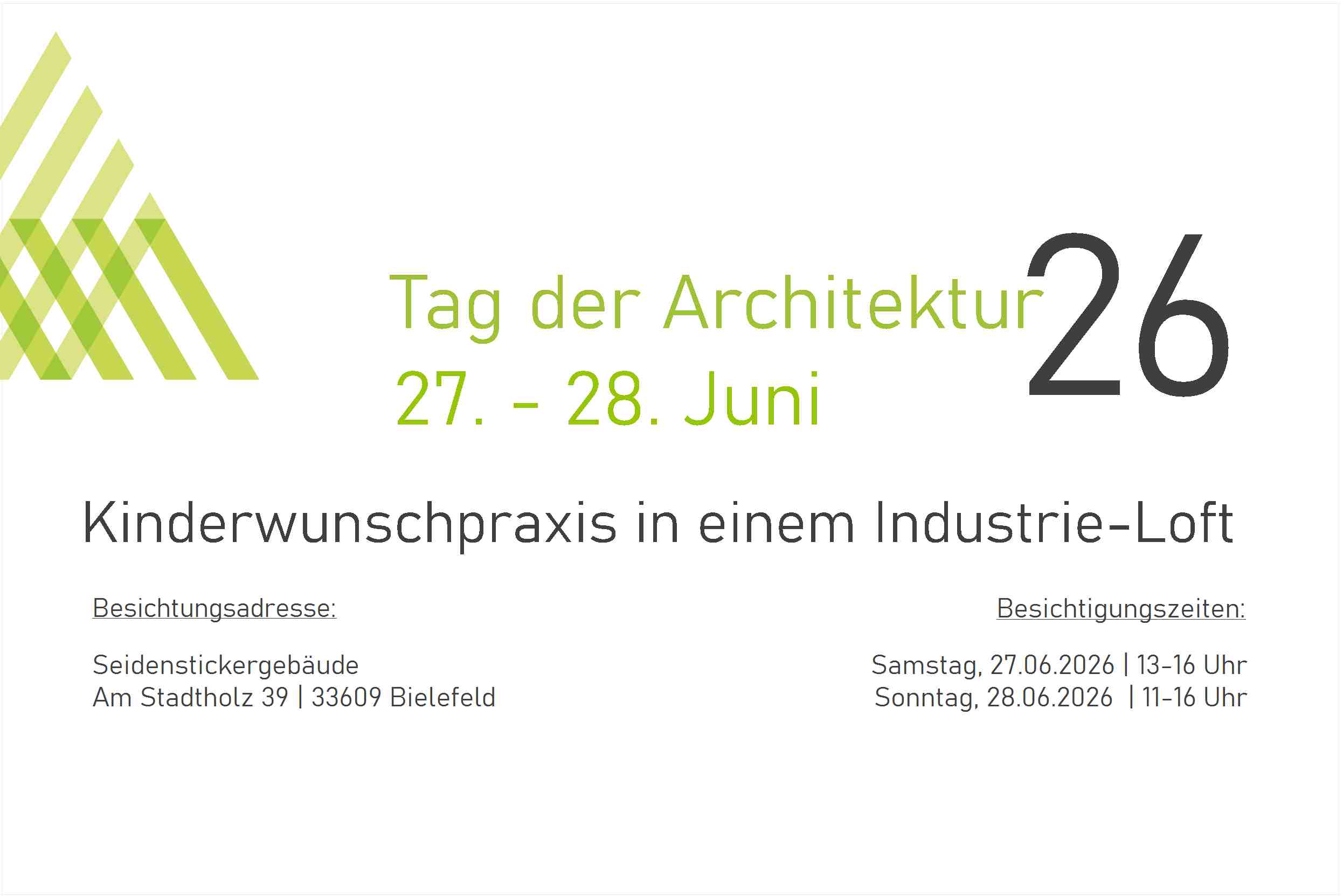 Tag der Architektur 2026 – Kinderwunschpraxis im Seidenstickergebäude in Bielefeld